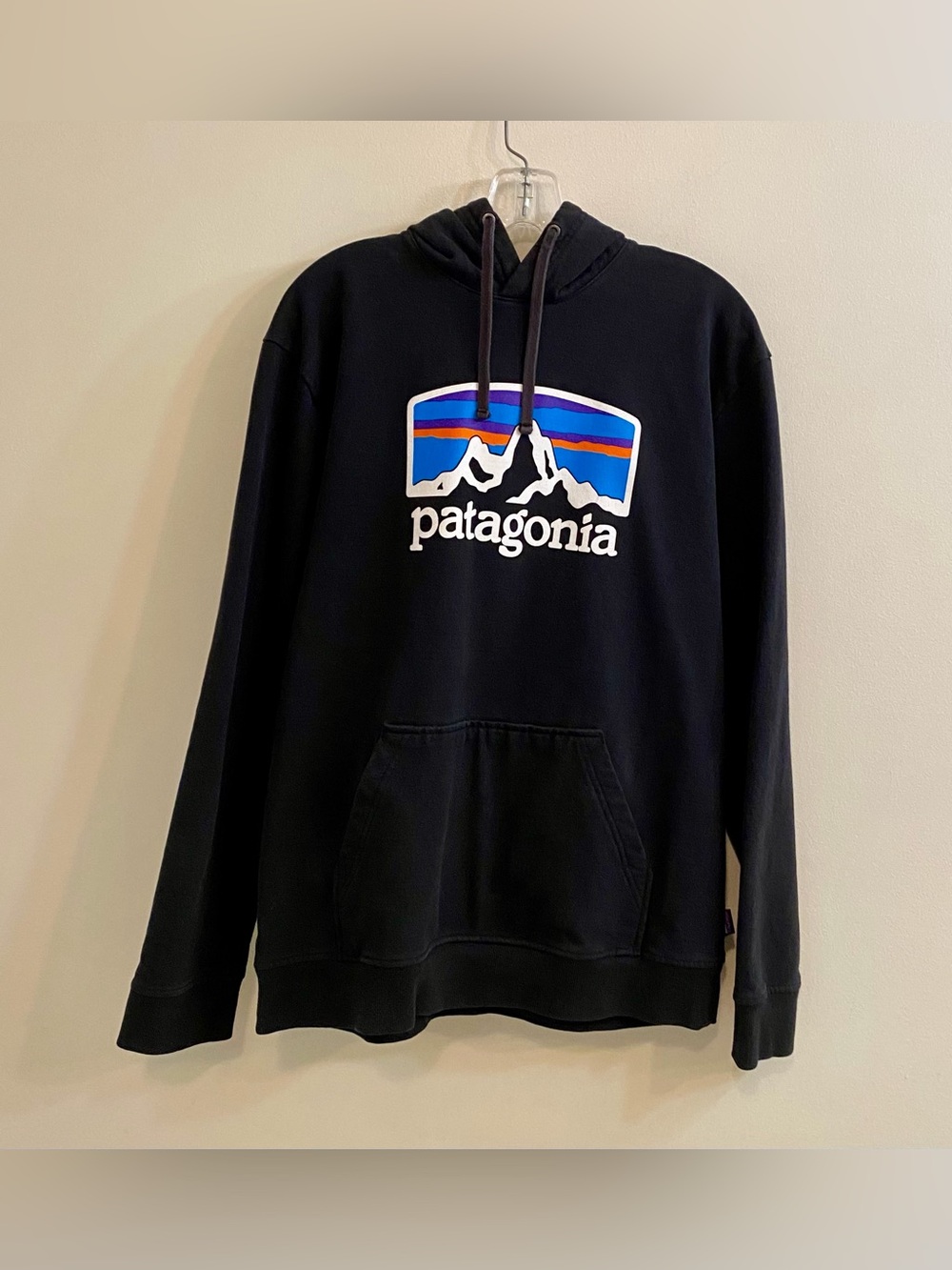 Patagonia Fitz Roy Horizons Uprisal Hoodie Black Graphic‎ Pullover Sweatshirt L